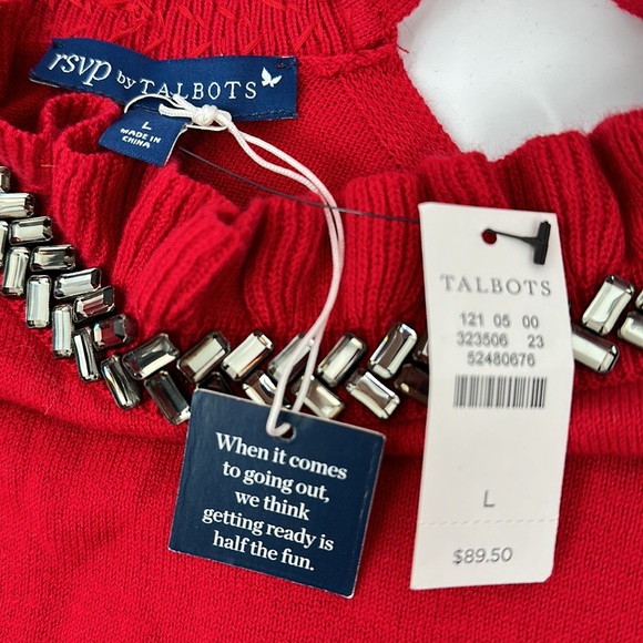 Talbots top Red Jewel collar sweater RSVP collection size large NWT - Picture 4 of 5